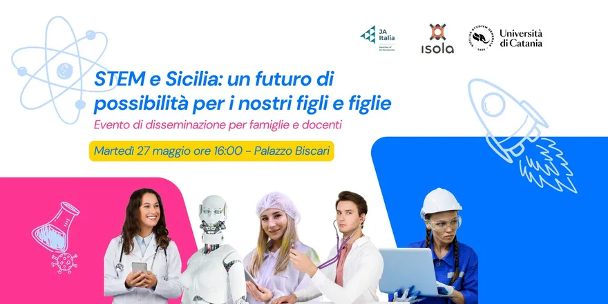 Locandina dell’evento STEM e Sicilia: un futuro di possibilità per i nostri figli e figlie