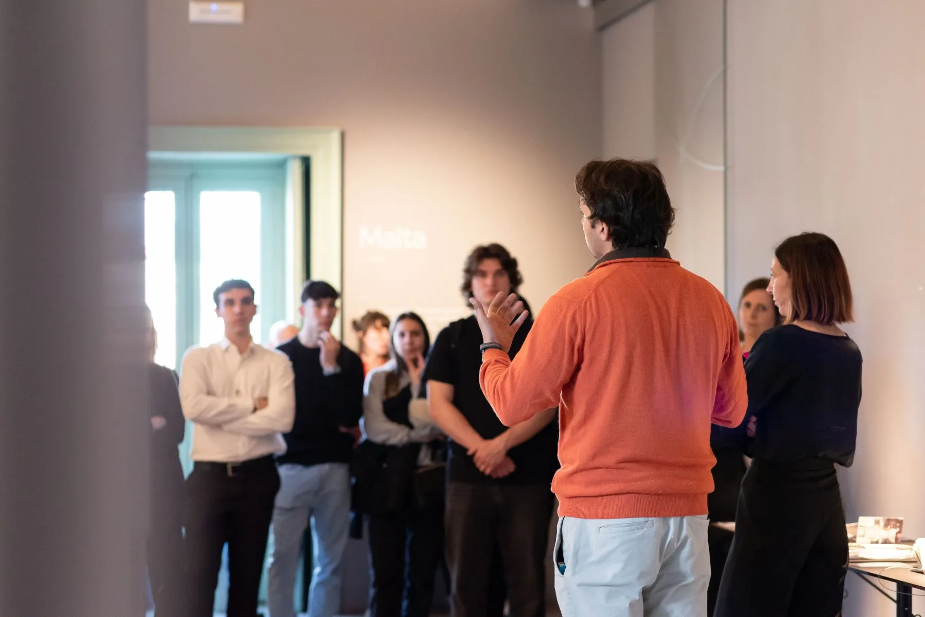 A guided tour of the spaces at Isola with a group of students