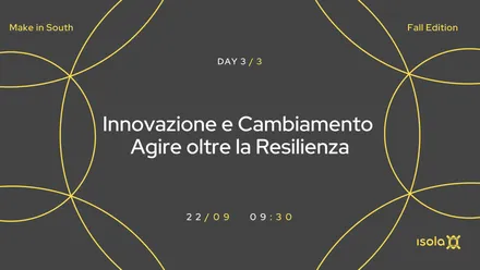 Locandina dell’evento Innovazione e Cambiamento Agire oltre la Resilienza