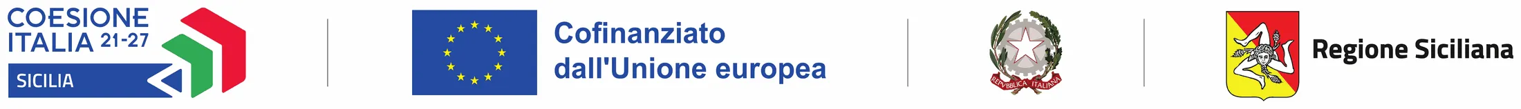 Coesione Italia 21-27 Sicilia, Cofinanziato dall'Unione europea, Repubblica Italiana, Regione Siciliana