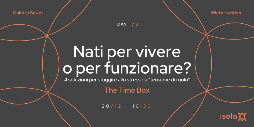 Locandina dell’evento Nati per vivere o per funzionare? 4 soluzioni per sfuggire dallo stress da "tensioni di ruolo"