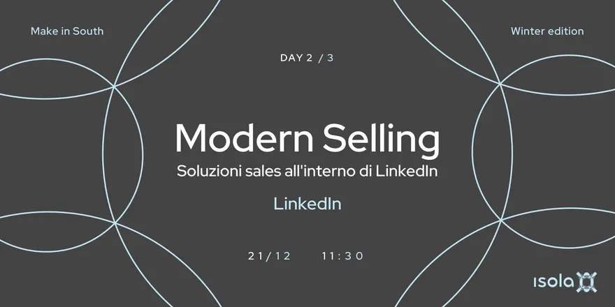 Locandina dell’evento Soluzioni sales all’interno di Linkedin: Modern Selling