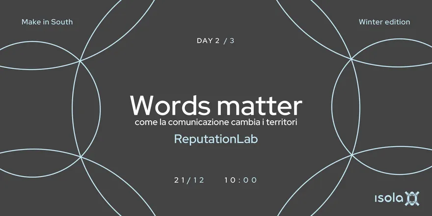 Locandina dell’evento Words Matter: come la comunicazione cambia i territori